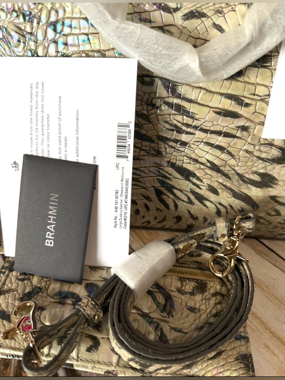 Last 1 NWT BRAHMIN LARGE DUXBURY OBSESSION Animal Print & Wallet Leopard Cheetah - Picture 5 of 16